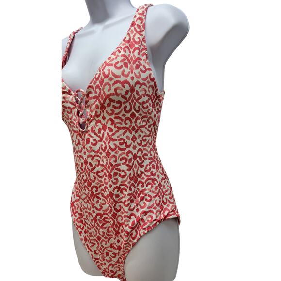 TOMMY BAHAMA Scrolls Reversible Lace Back One-piece In Pink Size 12 - Picture 13 of 14